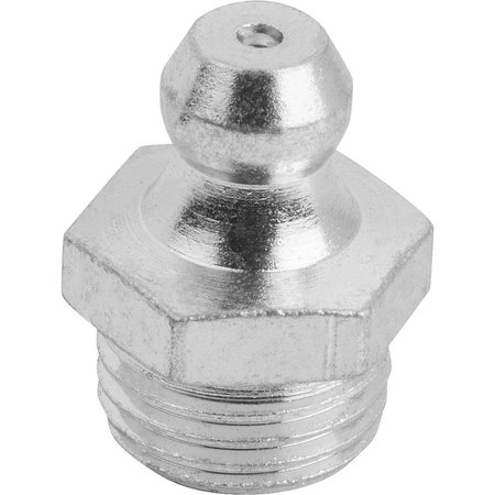 KIPP Conical Grease Nipple Straight, D=M10X1, Form:A, Steel, Hexagon K1132.1110100